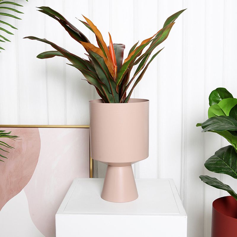 Alternative view of Large Metal Pedestal Planter - Rose Pink