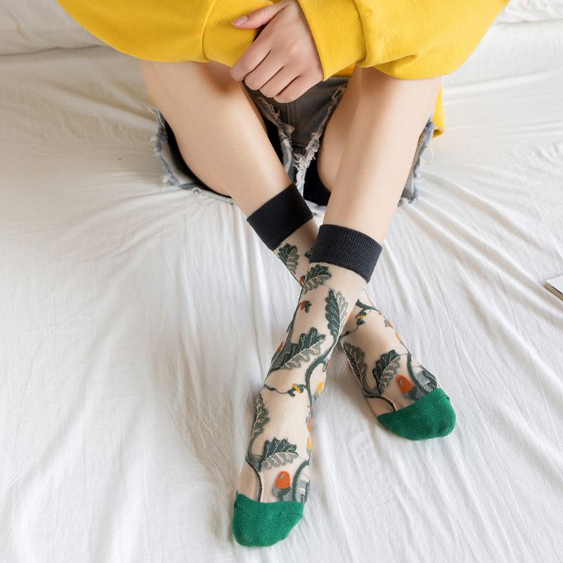 Alternative view of Glass Socks - Green Floral