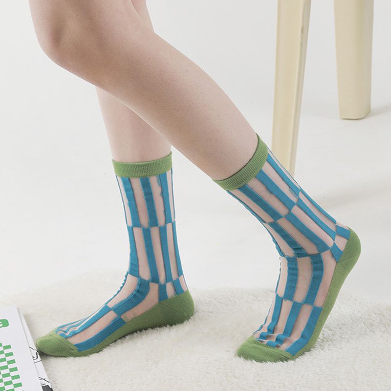 Geometric Glass Socks - Blue & Green