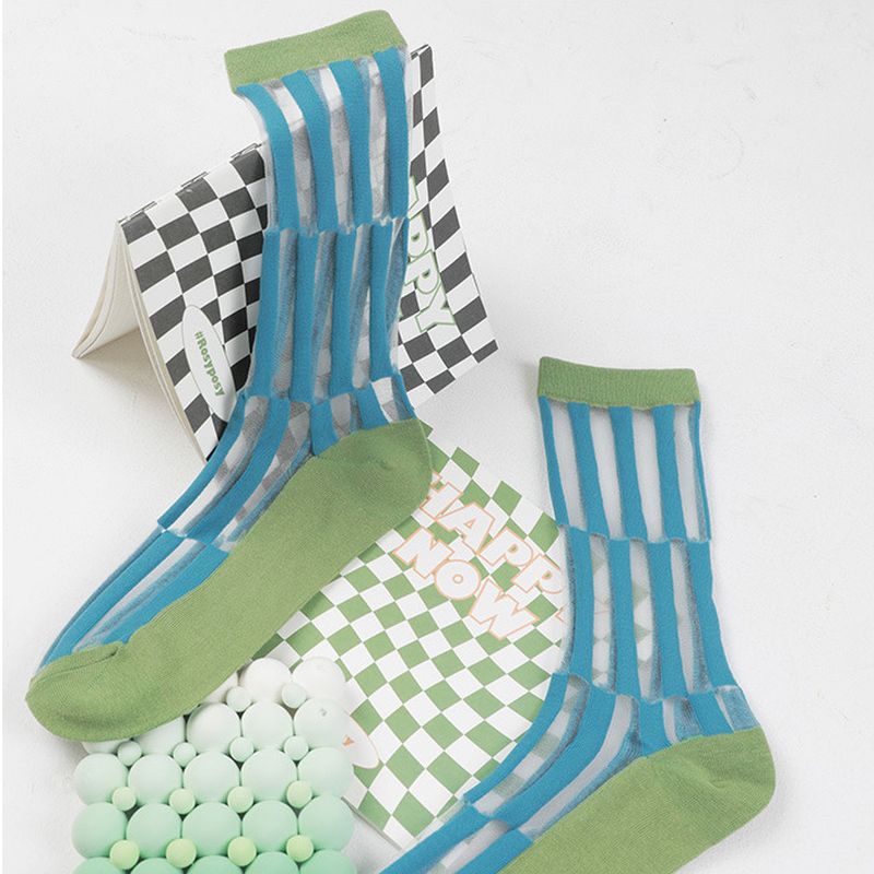 Alternative view of Geometric Glass Socks - Blue & Green